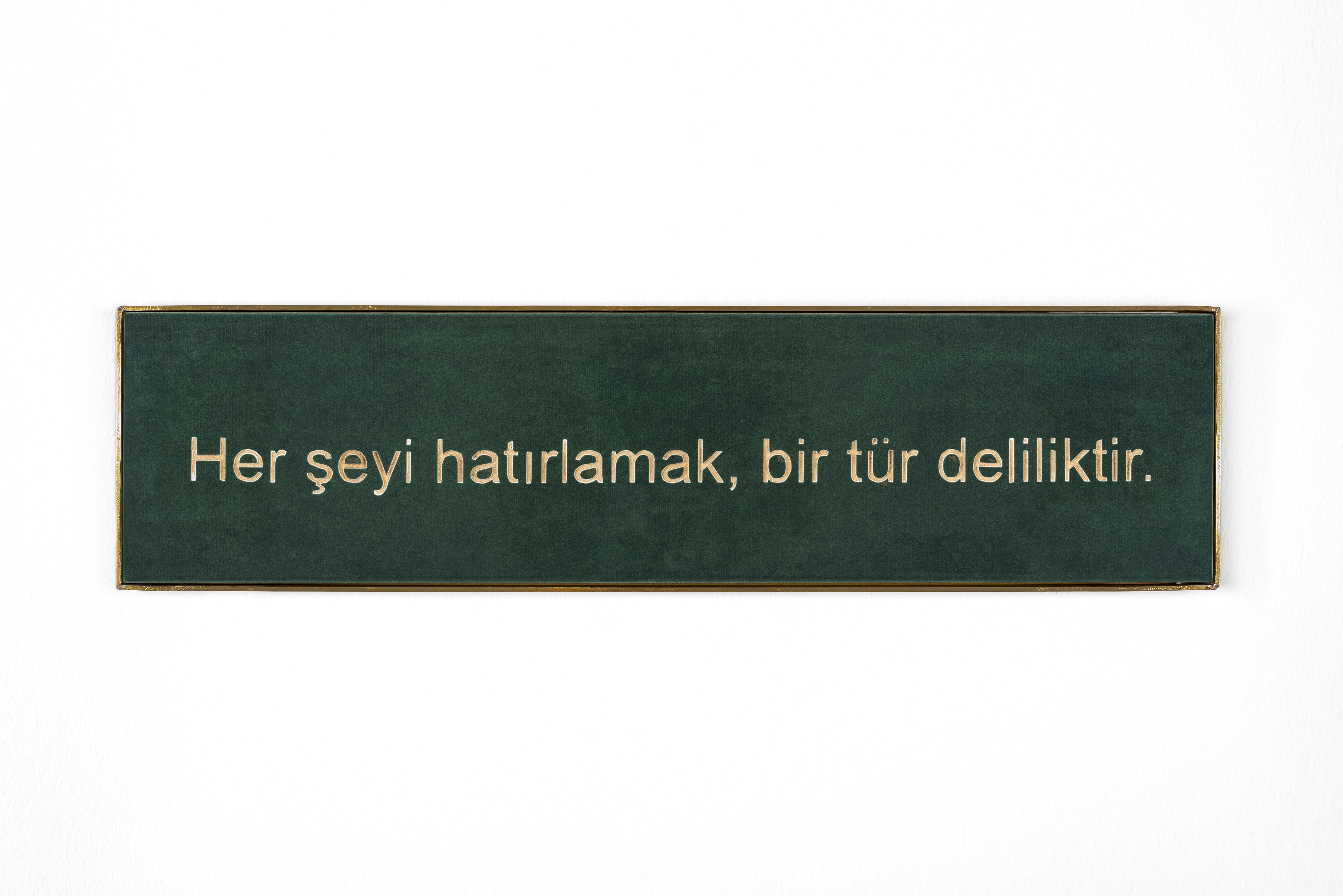 Yasemin Özcan, "Her şeyi hatırlamak bir tür deliliktir. 8", 2023. Seramik, pirinç çerçeve, 10 × 40 cm. Sanatçının izniyle (Fotoğraf: Zeynep Fırat)