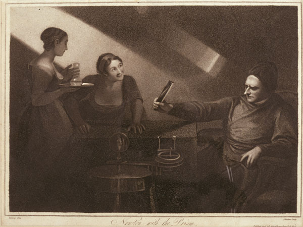 18. yüzyıldan bir Newton tasviri, kadınlara deneylerini anlatırken. Kaynak: Cambrige Universitesi, Whipple Kütüphanesi 