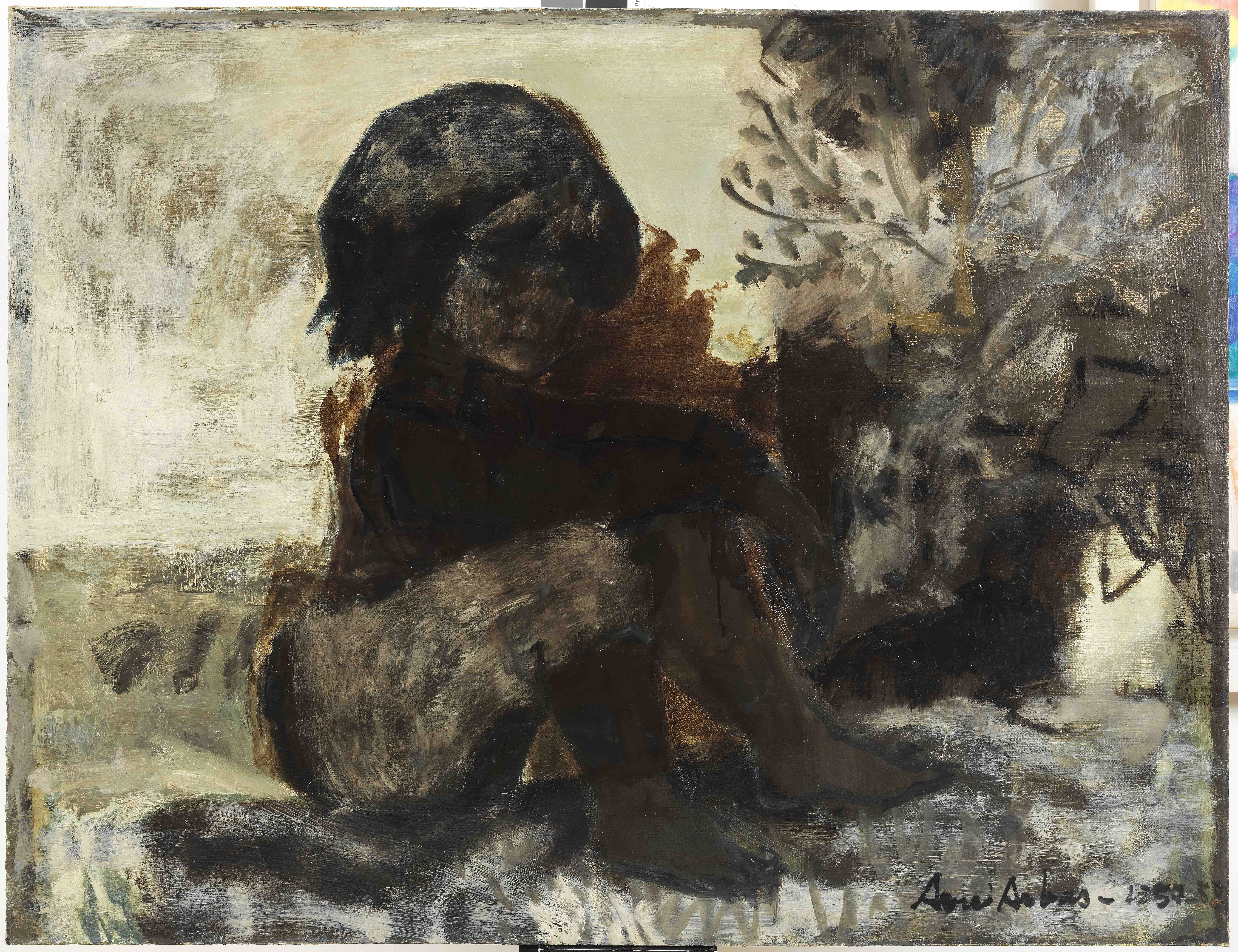 Avni Akbaş, Oturan Çocuk, 1957-58, Tuval üzerine yağlıboya, 89x116 cm