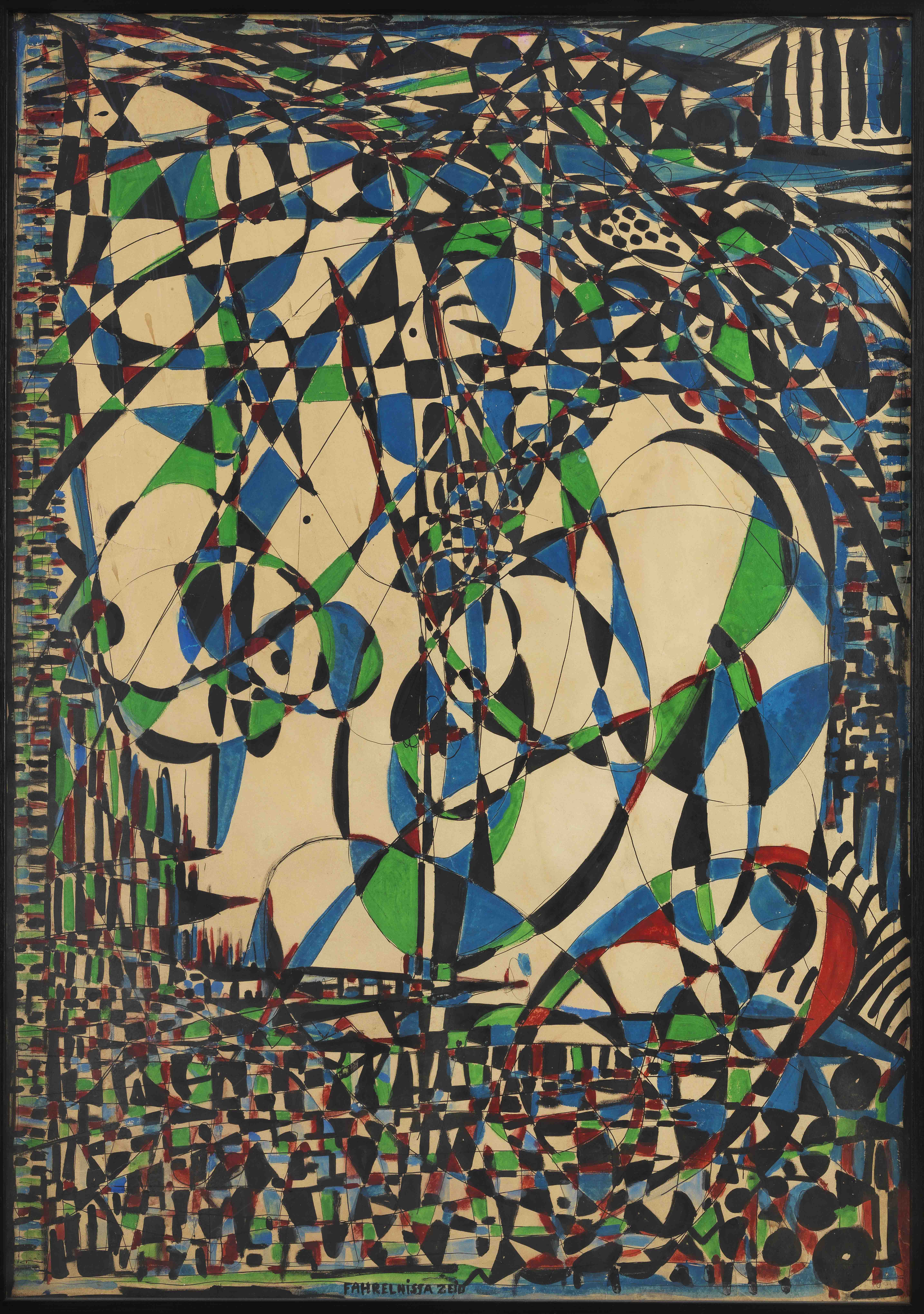 Fahrelnissa Zeid, Soyut Komposizyon, 1950’ler, Kağıt üzerine karışık teknik, 104x74 cm