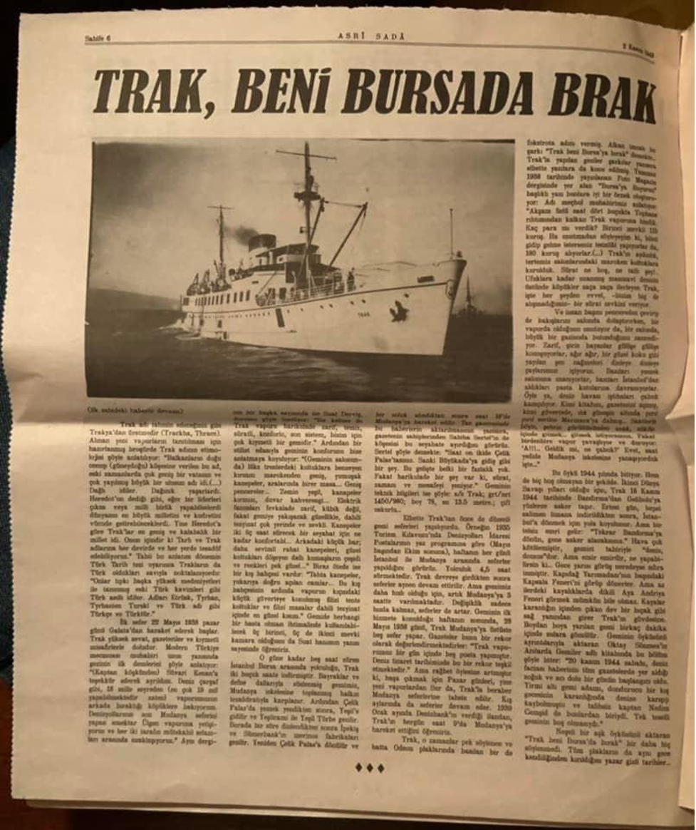 Trak gemisi gazete kupürü