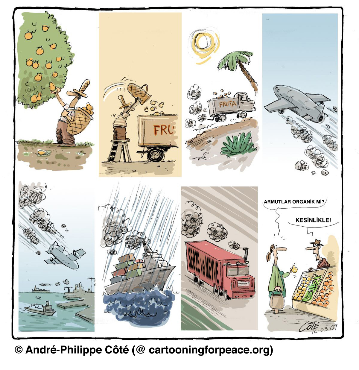 Côté'nin karikatürü