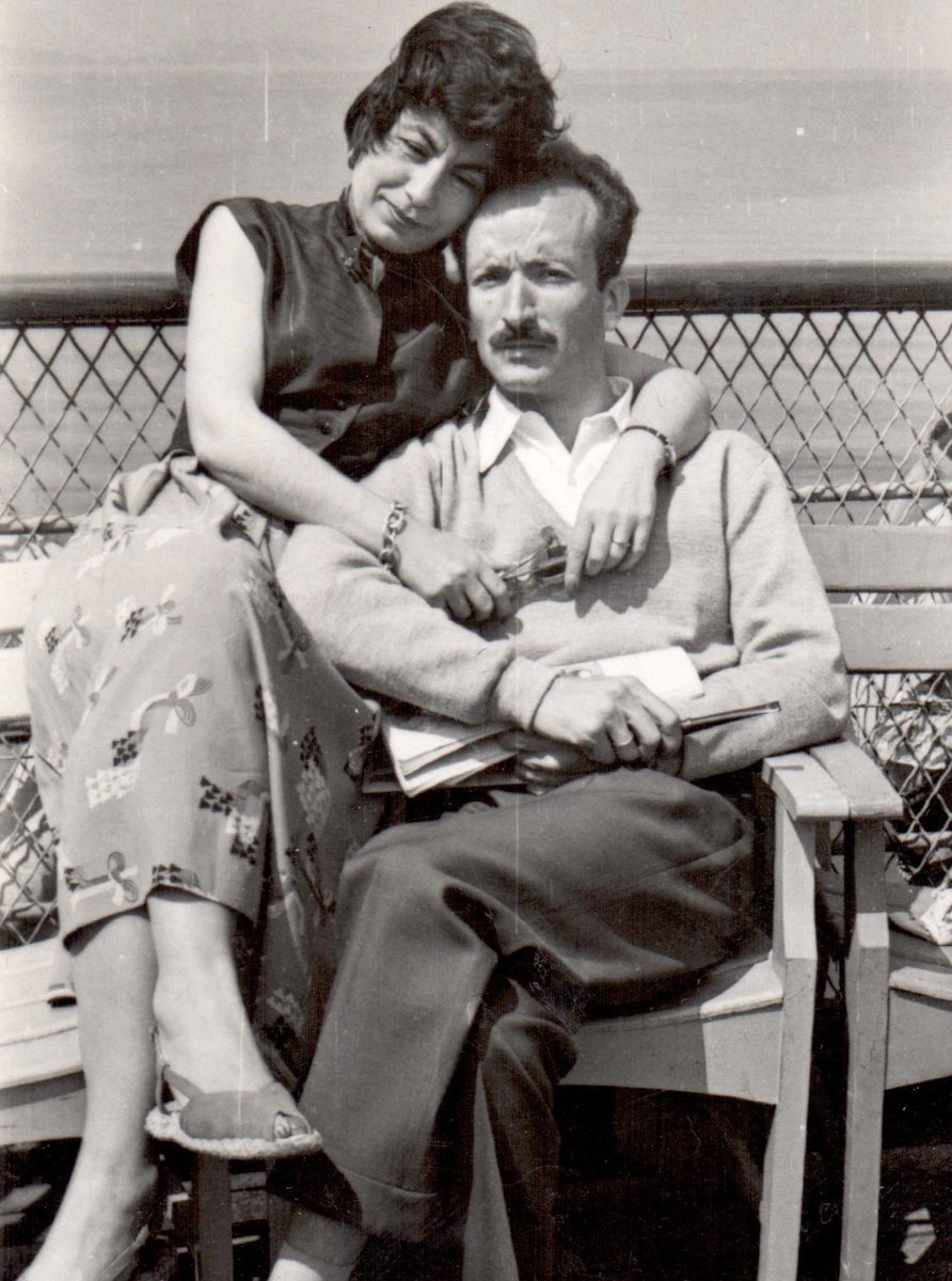 Zaven Biberyan ve eşi Seta. Adalar-Yalova vapuru, 1955.