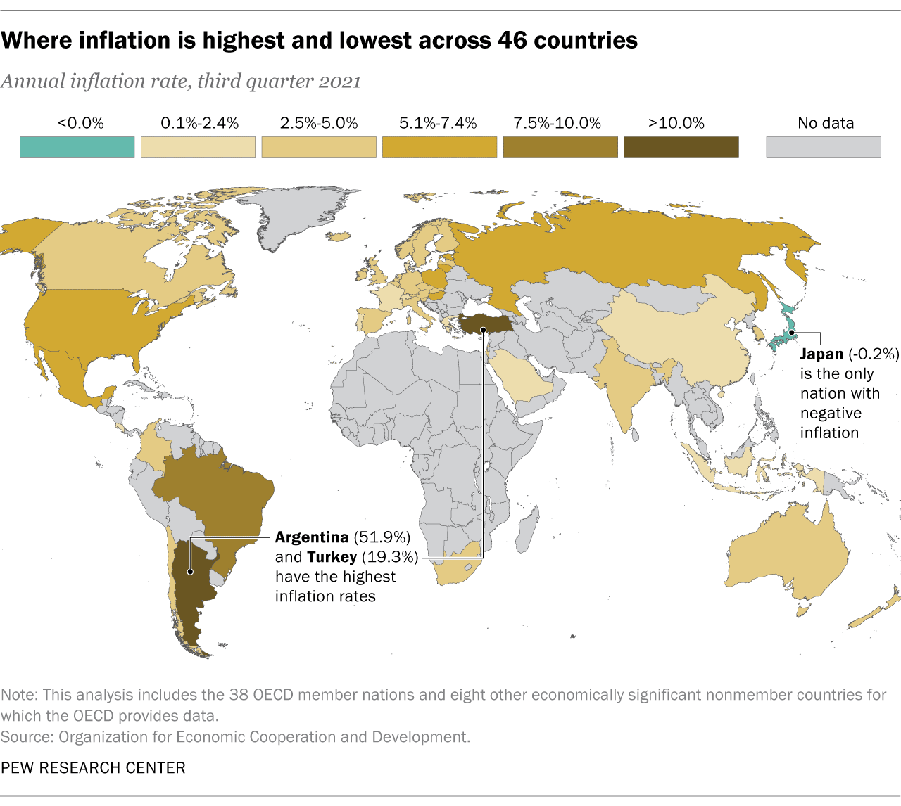 46 ülkenin enflasyon tablosu