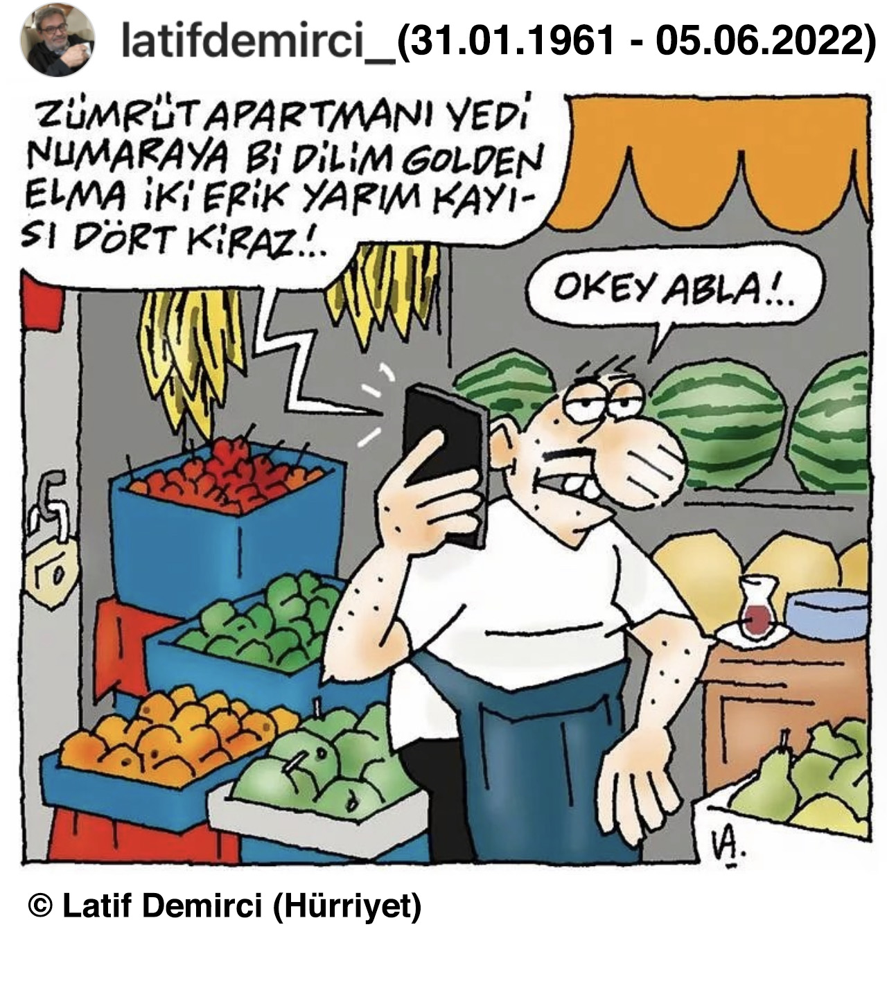 Latif Demirci'nin manav karikatürü