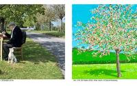 Hockney Normandiya'daki bahçesinde iPad'iyle resim üretirken