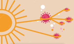 Virüsleri tutan güneş ışınları illüstrasyonu